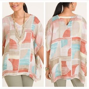 Chico's Multicolor Abstract Print Tunic Top